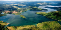 Panorama jeziora solińskiego z lotu ptaka